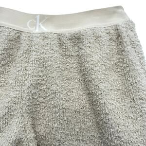 CALVIN KLEIN Women's Small Cream Beige Teddy Plush Fleece Jogger Sweatpants Cozy
